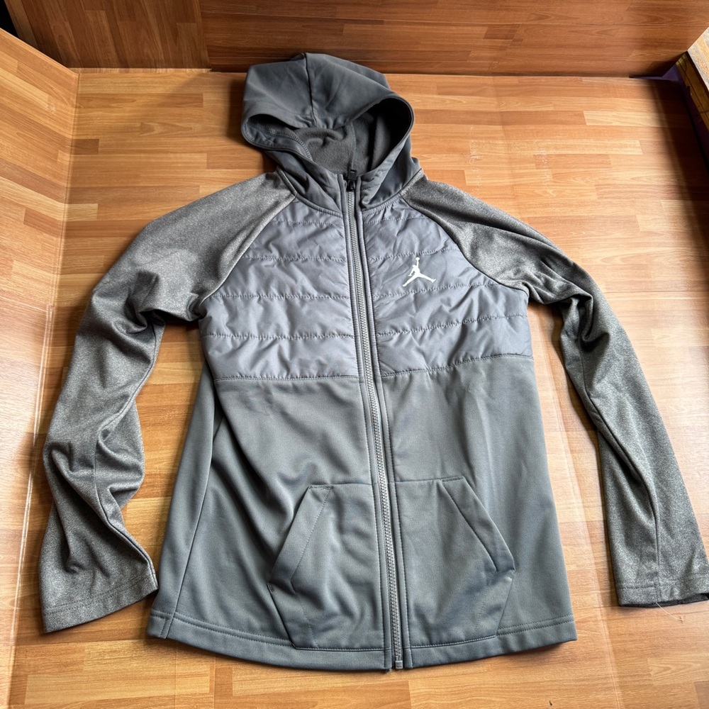Jordan gray hooded boys jacket size 12/14